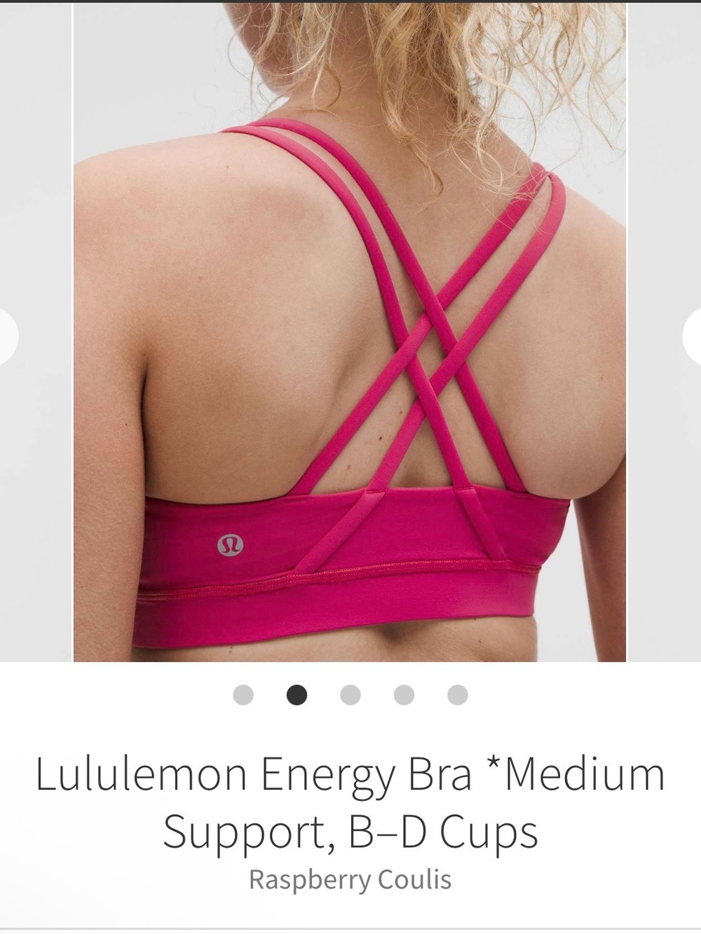 lululemon athletica Energy Bra size 6 — Raspberry Pink Crossback